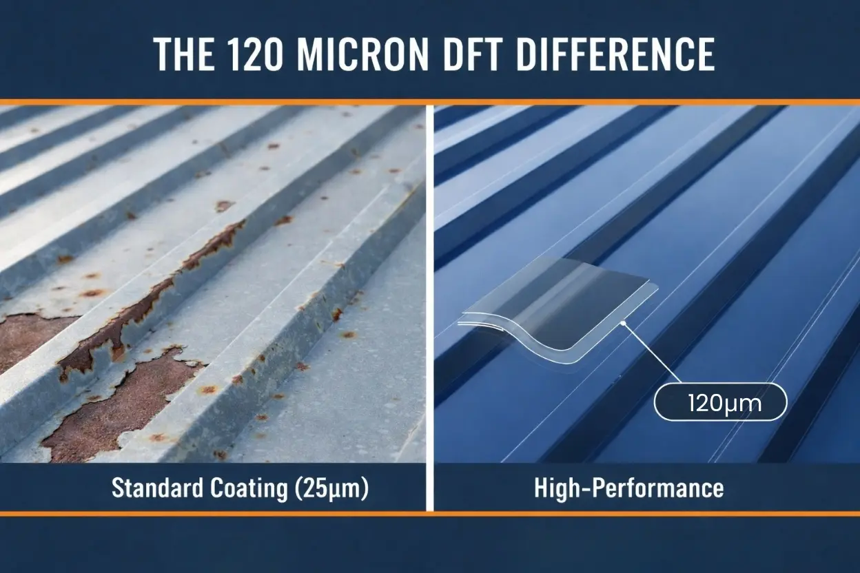 The Importance of 120 Micron DFT Paint in Choosing Roof Sheet Manufacturers